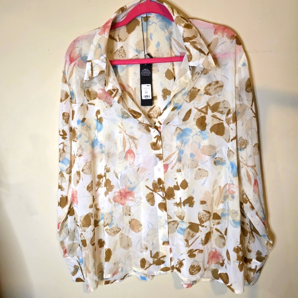 Floral Print Button-Up Blouse